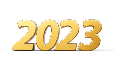 Beyaz arka planda izole edilmiş yeni yıl 2023 kutlu olsun.