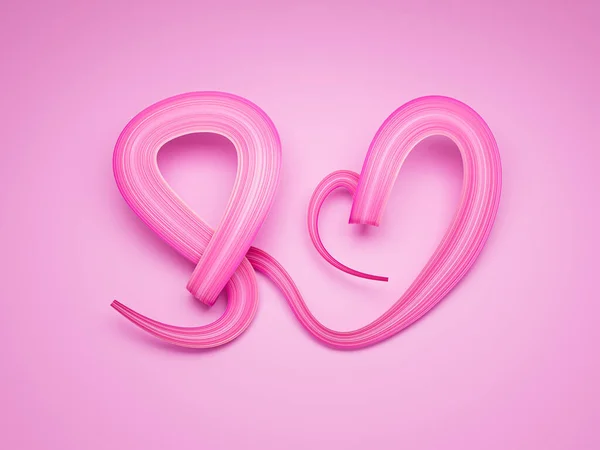 Ευαισθητοποίηση Του Καρκίνου Του Μαστού Ροζ Ταινία Κάνοντας Σχήμα Καρδιάς — Φωτογραφία Αρχείου