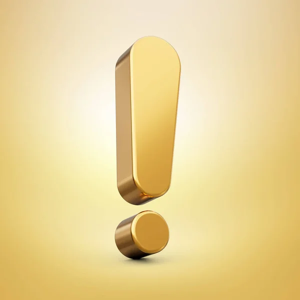 Gold Exclamation Mark Isolated Golden Background Illustration — Stock Photo, Image