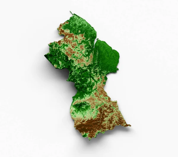 ガイアナ地図3Dリアルな地図カラー3Dイラスト — ストック写真