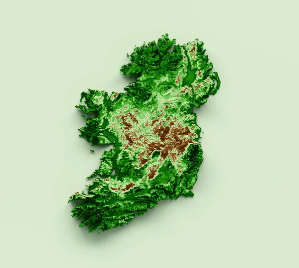 Irlande Carte Topographique Carte Réaliste Illustration Couleur — Photo