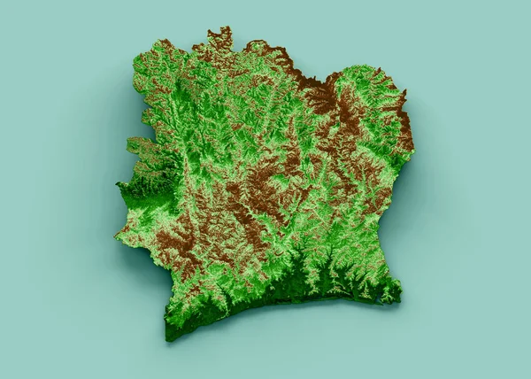 Elefántcsontpart Topográfiai Térkép Realisztikus Térkép Szín Illusztráció — Stock Fotó