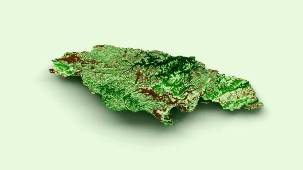 ジャマイカ地図3Dリアルな地図カラー3Dイラスト — ストック写真