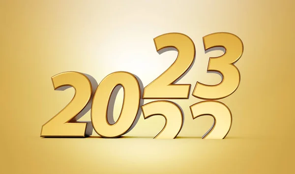 Happy New Year 2023 Golden Numbers Gold Background Illustration — Stock Photo, Image