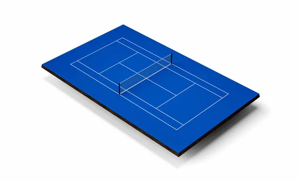 Blue Tennis Court Вирізали Ізольований Білому Тлі Ілюстрація — стокове фото