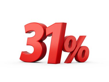 % 3d Kırmızı% 31 Beyaz Arkaplan 3D illüstrasyonunda% 31 İşaret