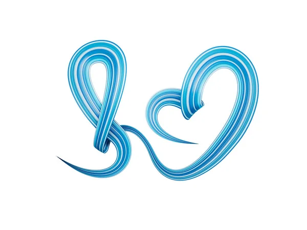 Μπλε Κορδέλα Σχήμα Καρδιάς Που Απομονώνεται Λευκό Φόντο Εικονογράφηση — Φωτογραφία Αρχείου
