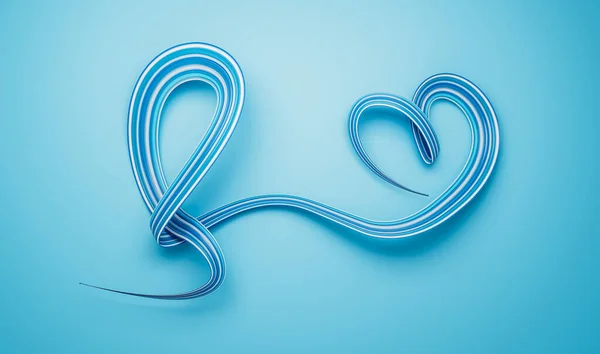 Ruban Bleu Faisant Forme Coeur Isolé Sur Fond Bleu Symbole — Photo