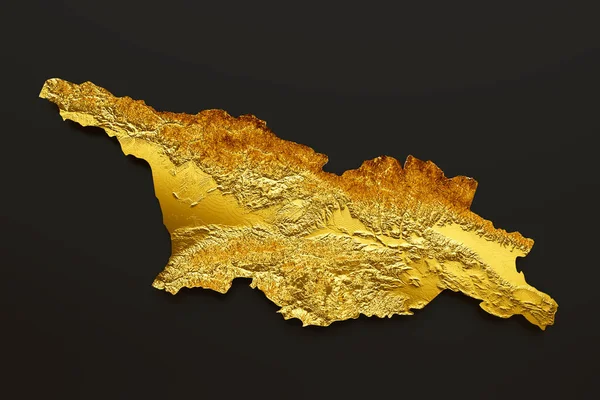 Georgia Mapa Złoty Metal Kolor Wysokość Mapa Tło Ilustracja — Zdjęcie stockowe