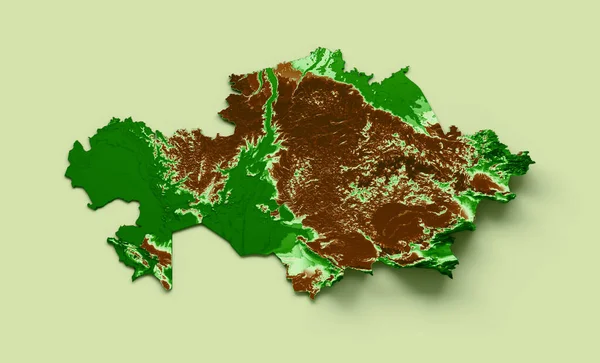 カザフスタン地図3Dリアルな地図カラー3Dイラスト — ストック写真