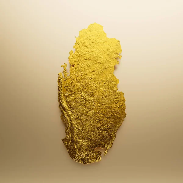 Mapa Kataru Złoty Metal Kolor Wysokość Mapa Tło Ilustracja — Zdjęcie stockowe