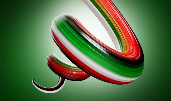 巴勒斯坦国旗颜色摘要螺旋形 3D笔划3D插图 — 图库照片