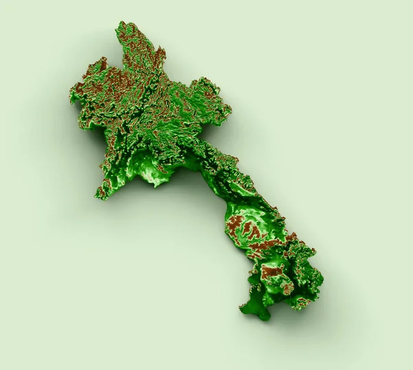 ラオス地図3Dリアルな地図カラー3Dイラスト — ストック写真