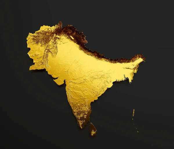 Підконтинент Карта Золотий Метал Карта Висоти Тло Ілюстрація — стокове фото