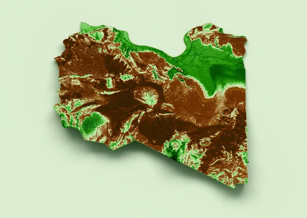 Libya Topografik Haritası 3d gerçekçi Harita Renkli 3d illüstrasyon