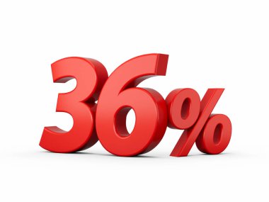 % 3d Kırmızı% 36 Beyaz Arkaplan 3D illüstrasyonunda% 36 İşaret