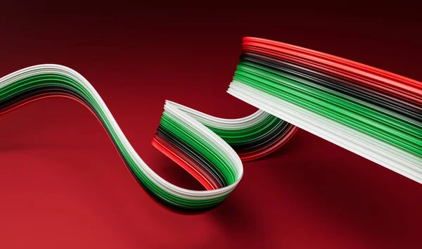 Bandera Los Emiratos Árabes Unidos Ondeando Cinta Estilo Aislado Fondo — Foto de Stock