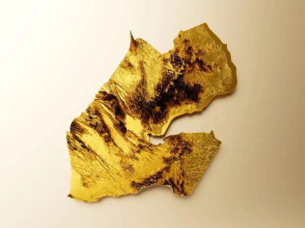 Dżibuti Mapa Złoty Metal Kolor Wysokość Mapa Tło Ilustracja — Zdjęcie stockowe