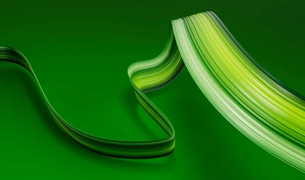 Abstract green wave silk or satin fabric on isolated background for grand opening ceremony or other occasion 3d illustration