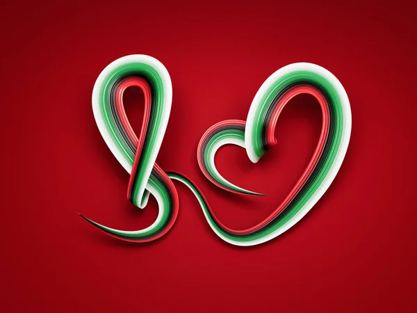 Uae Flag Heart Ribbon Awareness Ribbon Illustration — Stock Photo, Image