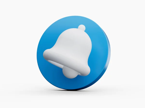 带有蓝色气泡的3D贝尔通知 卡通创意设计图标孤立在白色背景 3D插图 — 图库照片