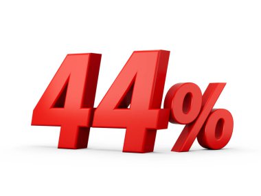 3d Kırmızı% 44 Beyaz Arkaplan 3d illüstrasyonunda% 44 İşareti