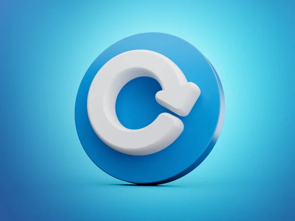 Blue circle arrows icon - Update, refresh symbol. 3d White icon 3d Illustration