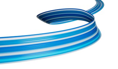 Soyut 3D bükülmüş mavi akış şekli. Akrilik boya darbesi. Modern tasarım 3d illüstrasyon