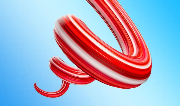 Aceite Pincelada Espiral Roja Diseño Pintura Acrílica Sobre Fondo Azul — Foto de Stock