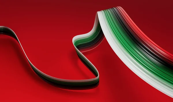 아랍에미리트의 국기는 추상적 배경을 흔들고 — 스톡 사진