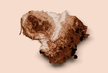 Litvanya Haritası eski tarzda, kahverengi grafikler eski tarz Vintage tarzında. Yüksek detaylı 3d illüstrasyon