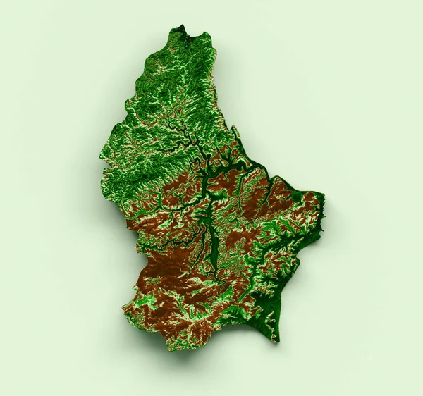 Топографическая Карта Люксембурга Реалистичная Карта — стоковое фото