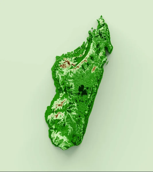 マダガスカル地図3Dリアルな地図カラー3Dイラスト — ストック写真