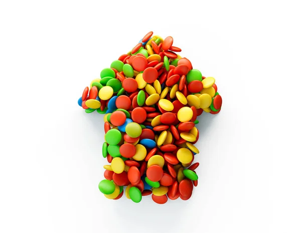 Pointeur Flèche Vers Haut Bonbons Chocolat Avec Glaçure Colorée Sur — Photo
