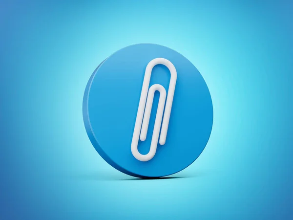 White Paper Clip Icon Illustration Blue Background — Stock Photo, Image