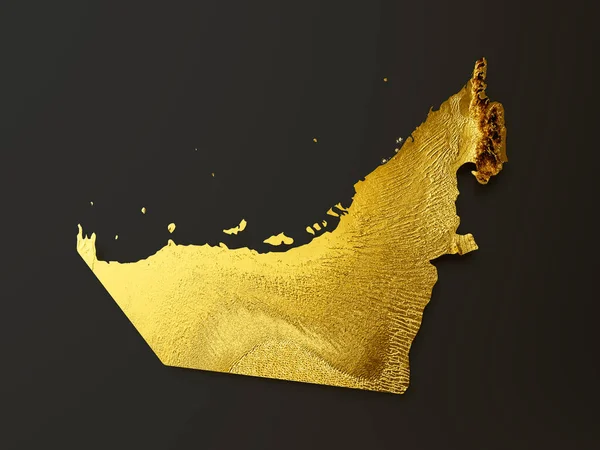 Mapa Dubaju Złoty Metal Kolor Wysokość Mapa Tło Ilustracja — Zdjęcie stockowe