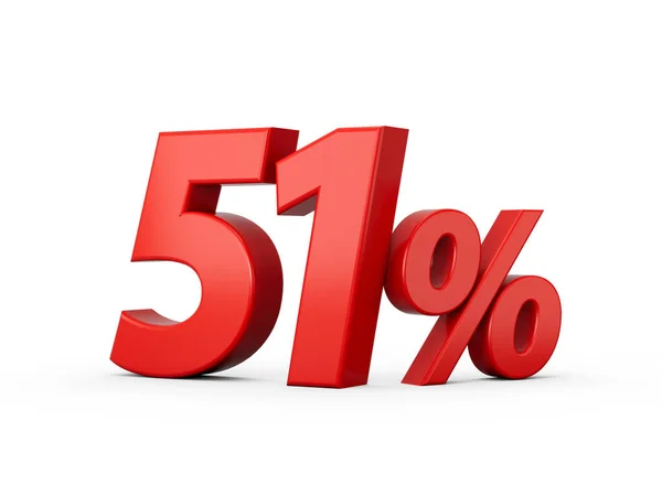 Красный Пятьдесят Один Процент Знак Белом Фоне Иллюстрации — стоковое фото