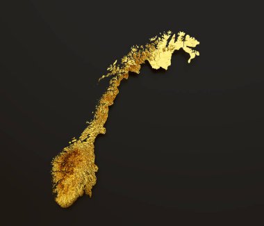 Norveç Haritası Altın Metal Renk Yüksekliği Haritası 3D Görüntü Arkaplanı