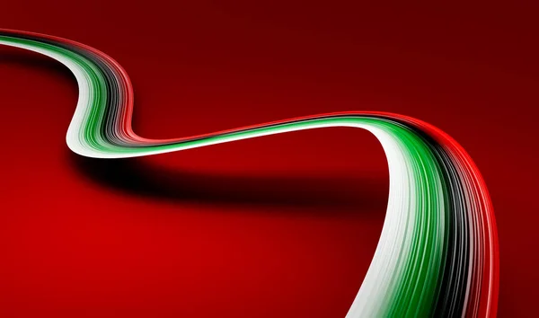 Nastro Bandiera Emirati Arabi Uniti Illustrazione Sfondo Rosso — Foto Stock