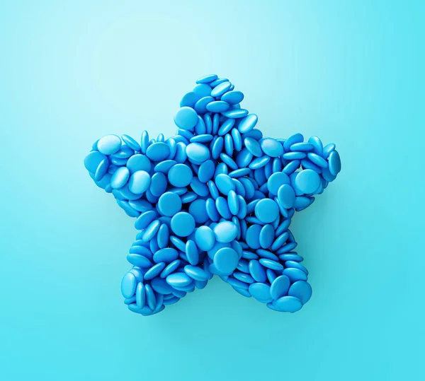 Dulce Caramelo Color Azul Forma Estrella Ilustración —  Fotos de Stock