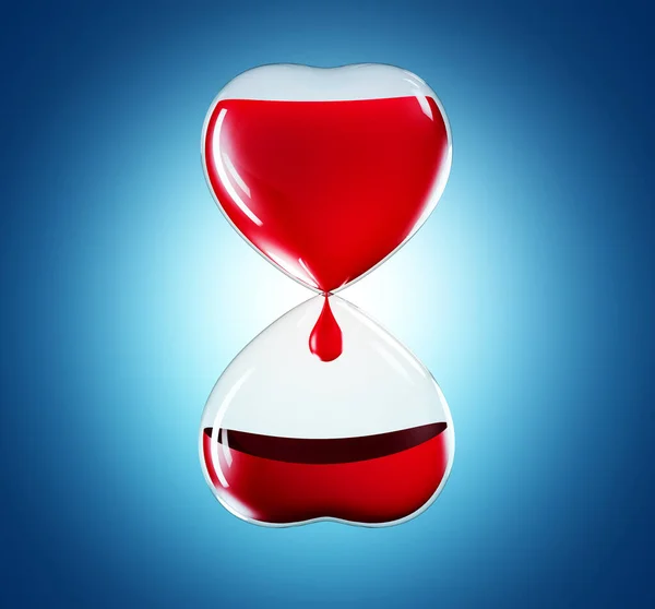 Hourglass Heart Donor Day Transfusion Sanguine Sur Fond Bleu Illustration — Photo