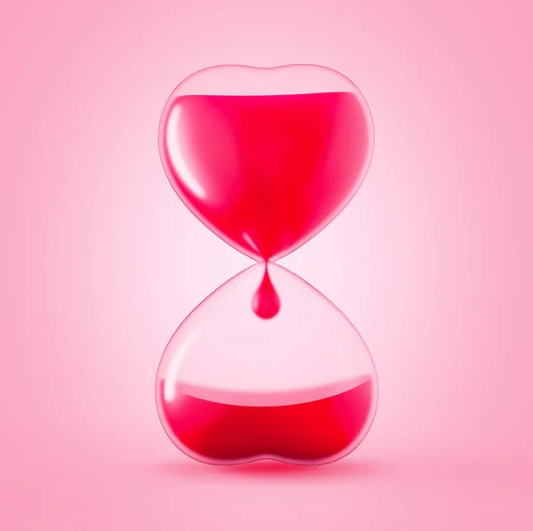 ピンクの砂時計ハート寄付者の日 3Dイラスト — ストック写真