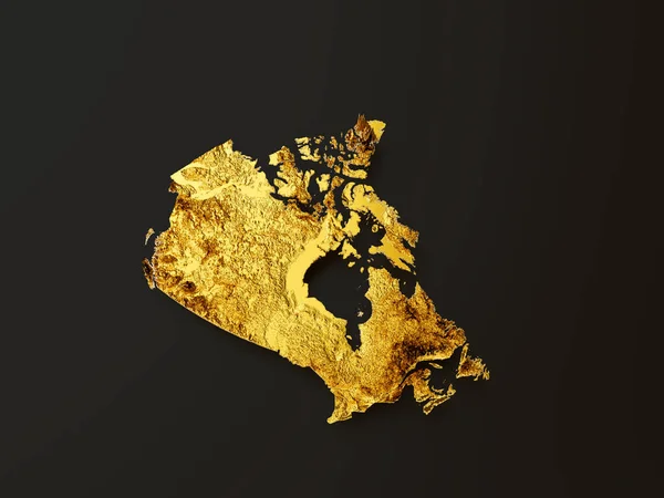 Kanada Mapa Złoty Metal Kolor Wysokość Mapa Tło Ilustracja — Zdjęcie stockowe