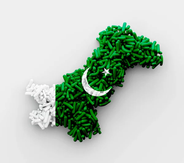 Pákistánská Mapa Vyrobená Cukrových Postřiků Zelená Bílá Barva Ilustrace — Stock fotografie
