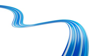 Soyut 3D bükülmüş mavi akış sıvı şekli. Akrilik boya darbesi. Modern tasarım 3d illüstrasyon