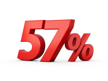 3d Kırmızı% 57 Beyaz Arkaplan 3d illüstrasyon üzerinde% 57 İşaret