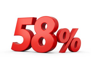 3d Kırmızı% 58 Beyaz Arkaplan 3d illüstrasyonunda% 58 İşaret