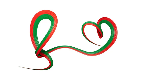 Μπουρκίνα Φάσο Σημαία Σχήμα Καρδιάς Κυματιστή Κορδέλα Εικονογράφηση — Φωτογραφία Αρχείου