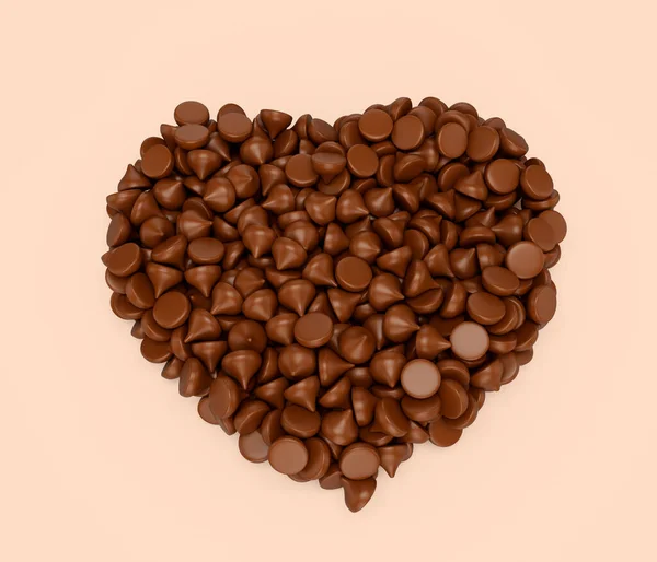 Σοκολάτα Γάλακτος Τσιπ Σχήμα Καρδιάς Απομονώνονται Ένα Ελαφρύ Φόντο Εικόνα — Φωτογραφία Αρχείου