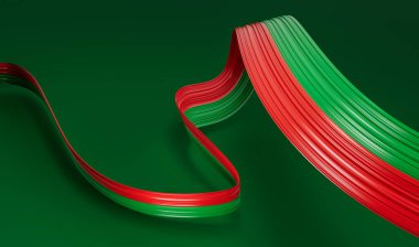 Burkina Faso 'nun kurdele bayrağını sallıyor. Bağımsızlık Günü afişi 3D illüstrasyon